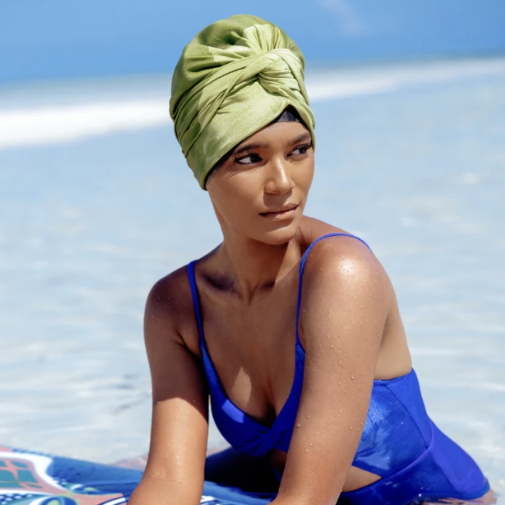 NEW Unisex You Go Natrual Swim Turban BLACK(onyx). One size(stretches to 24")